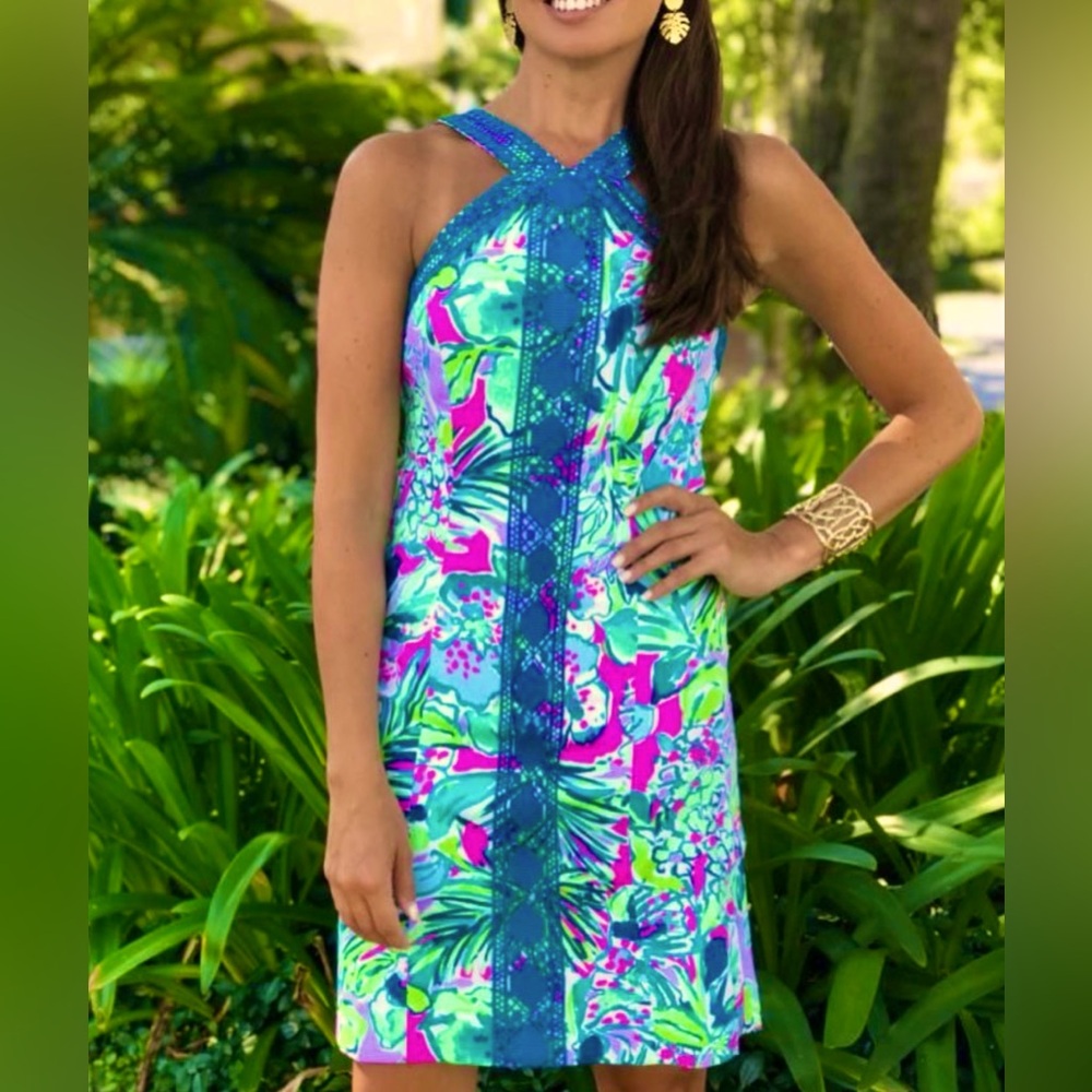 Vena NWT Stretch Shift Dress Early Bloomer Size 4 - Picture 1 of 16